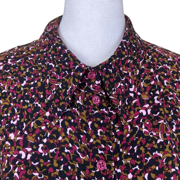 & Other Stories Sz 8 Micro Floral Midi Shirt Dress Moody Floral Print Button-up - Picture 5 of 16